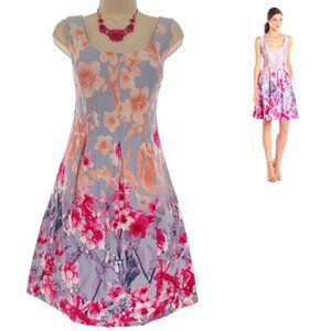 Nine West Floral Print Pleated Fit & Flare Dress w/Pockets Size 18W 2X Plus Size